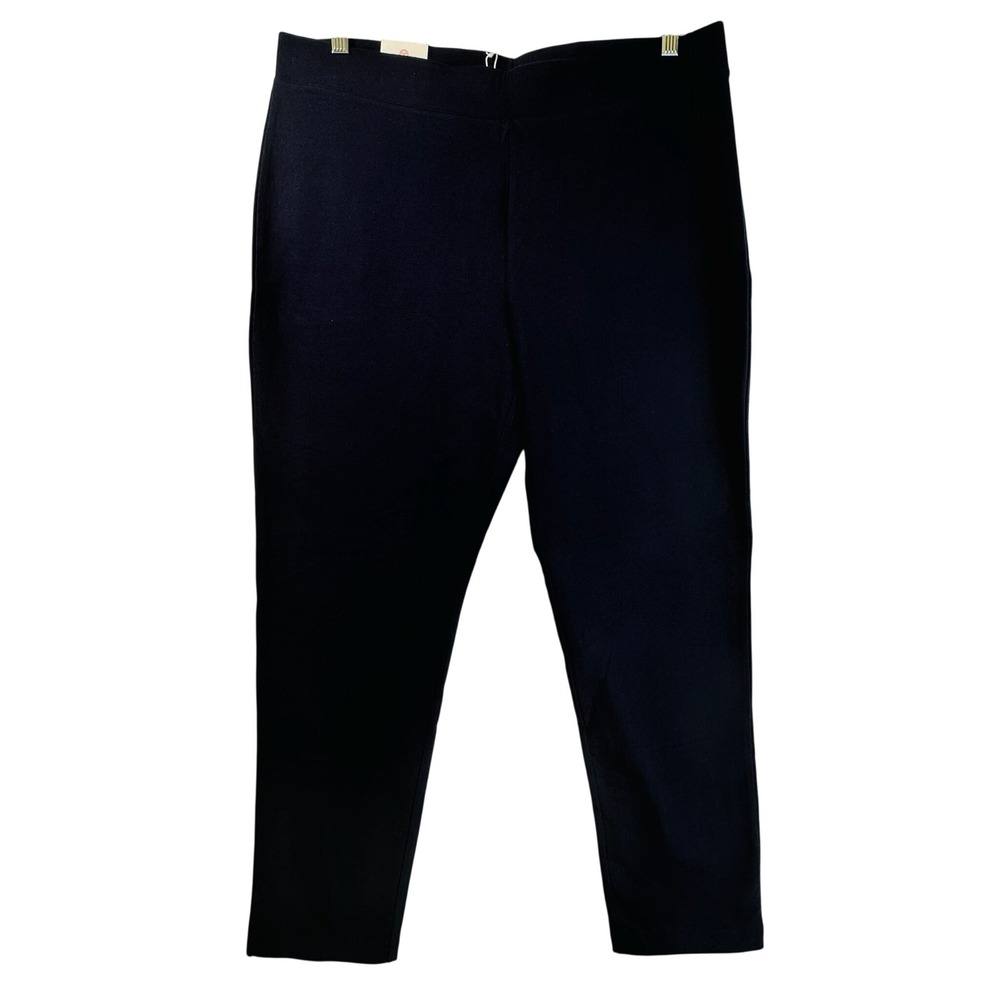 Talbots Yoga Pants XL Navy Blue Cotton Spandex Stretch High Rise Pull On